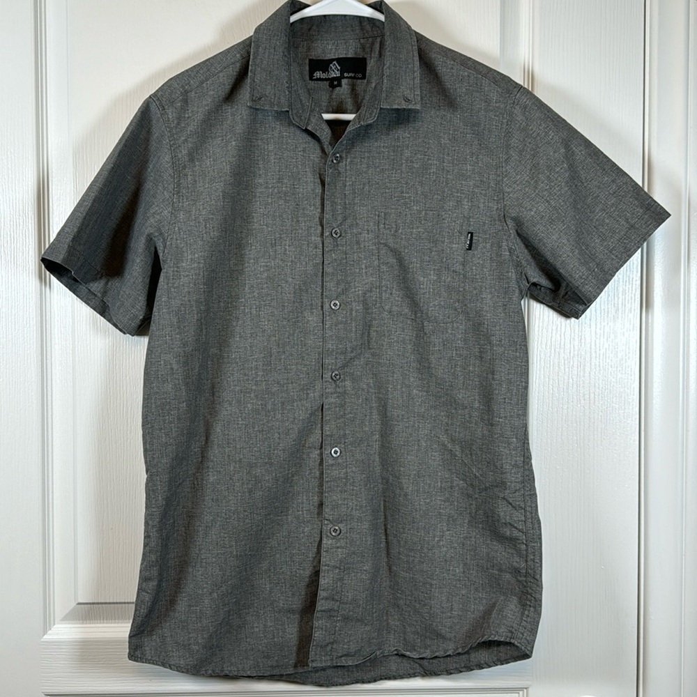 Molokai Surf Charcoal Gray Button Down Shirt Size… - image 2